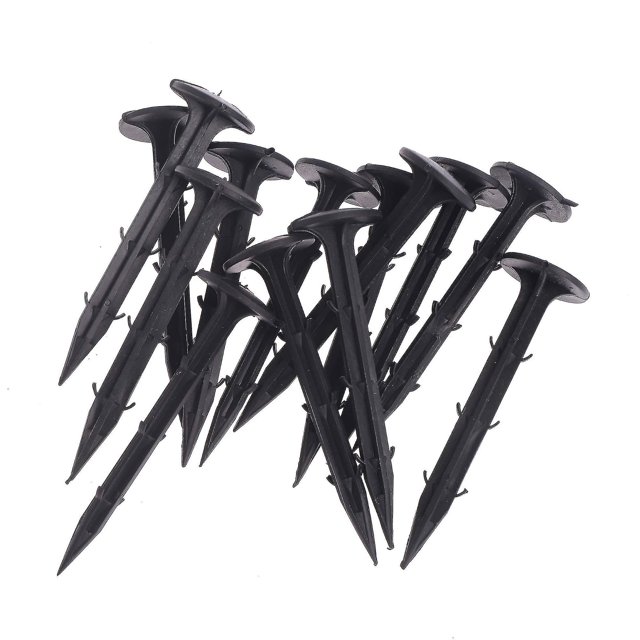 50 piezas de clavijas de sujeción negras de 11 cm para jardín, clavijas para tela de jardinería para asegurar la cubierta de la lona de la planta de la tela de la maleza