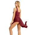 thumbnail image 5 of YiZYiF Womens High Low Lyrical Ballet Dance Leotard Dress for Stage Performance Burgundy S, 5 of 7