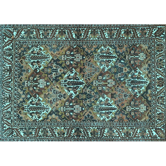 Ahgly Company Indoor Rectangle Persian Light Blue Traditional Area Rugs, 6' x 9'