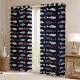 thumbnail image 2 of Feelyou Line Art Striped Fish Curtains Pack of 2 (42x84 Each) for Kids Boys Girls, Kawaii Ocean Animal Curtains Blackout, Navy, 2 of 6