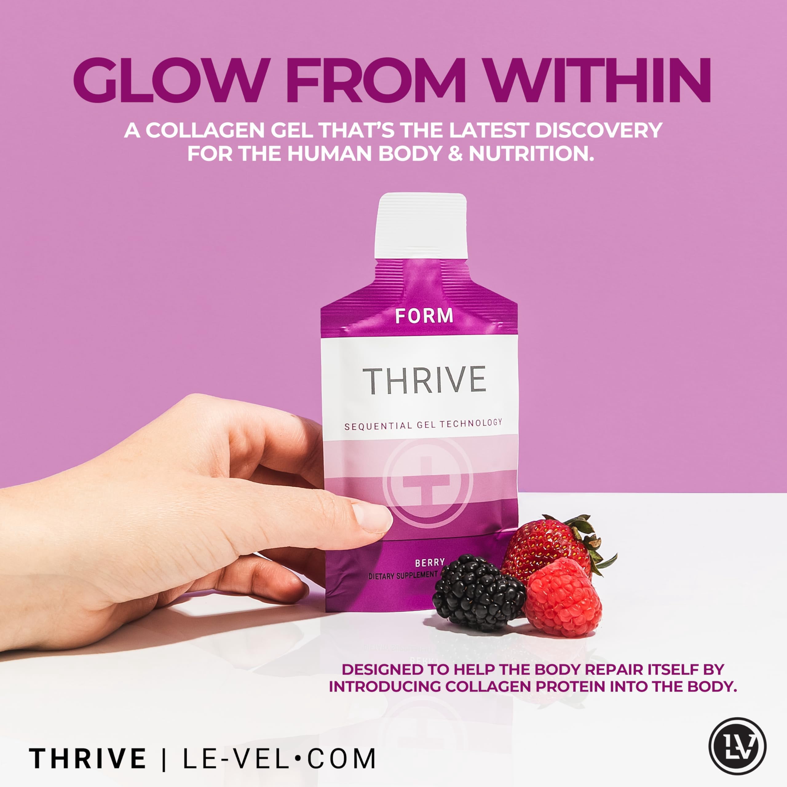 Thrive Form SGT Collagen Gel | 16 Packets | Hydrolyzed Collagen Peptides for Joint Health, Skin Elasticity & Lean Muscle Recovery | Sequential Gel Technology for Maximum Absorption | Plant-Based