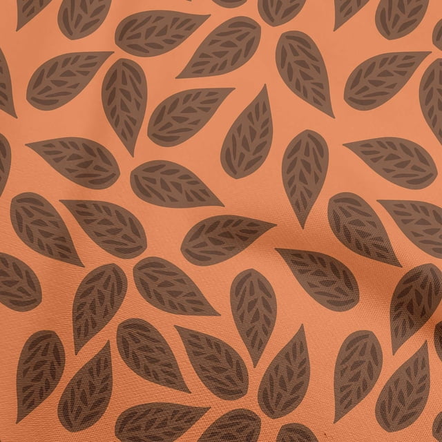 oneOone Viscose Jersey Orange Fabric Leaves Craft Projects Decor Fabric Printed By The Yard 60 Inch Wide