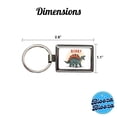 thumbnail image 3 of Stegosaurus Roar Text Dinosaur Fun Metal Rectangle Keychain, 3 of 7