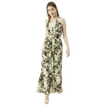 Moomaya Printed Jumpsuit For Women Viscose Rayon Halter Neck Summer Jumpsuit