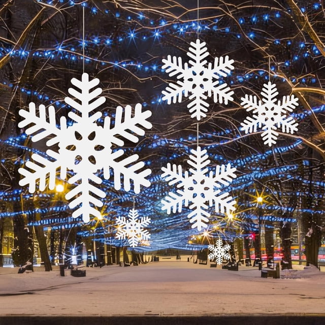 Christmas Decorations Featured Christmas/Christmas Decorations-Three-dimensional Snowflake Strings Fake Snowflake Dance Props Year Decorations 5pcs