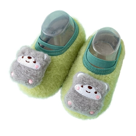 

NECHOLOGY Warm Toddler Shoes Autumn And Winter Boys And Girls Children Socks Shoes Non Slip Boys Canvas Slip on Shoes Shoes Green 6 Months