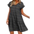 thumbnail image 4 of ZXZY Women Floral Printed Ruffled Sleeves V Neck Babydoll Mini Dress, 4 of 8