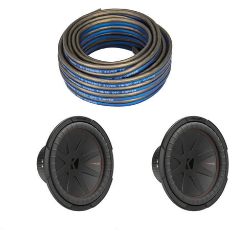 Kicker (2) 48CWR124 CompR 12" Subwoofer, DVC, 4-ohm - Includes Speaker Wire