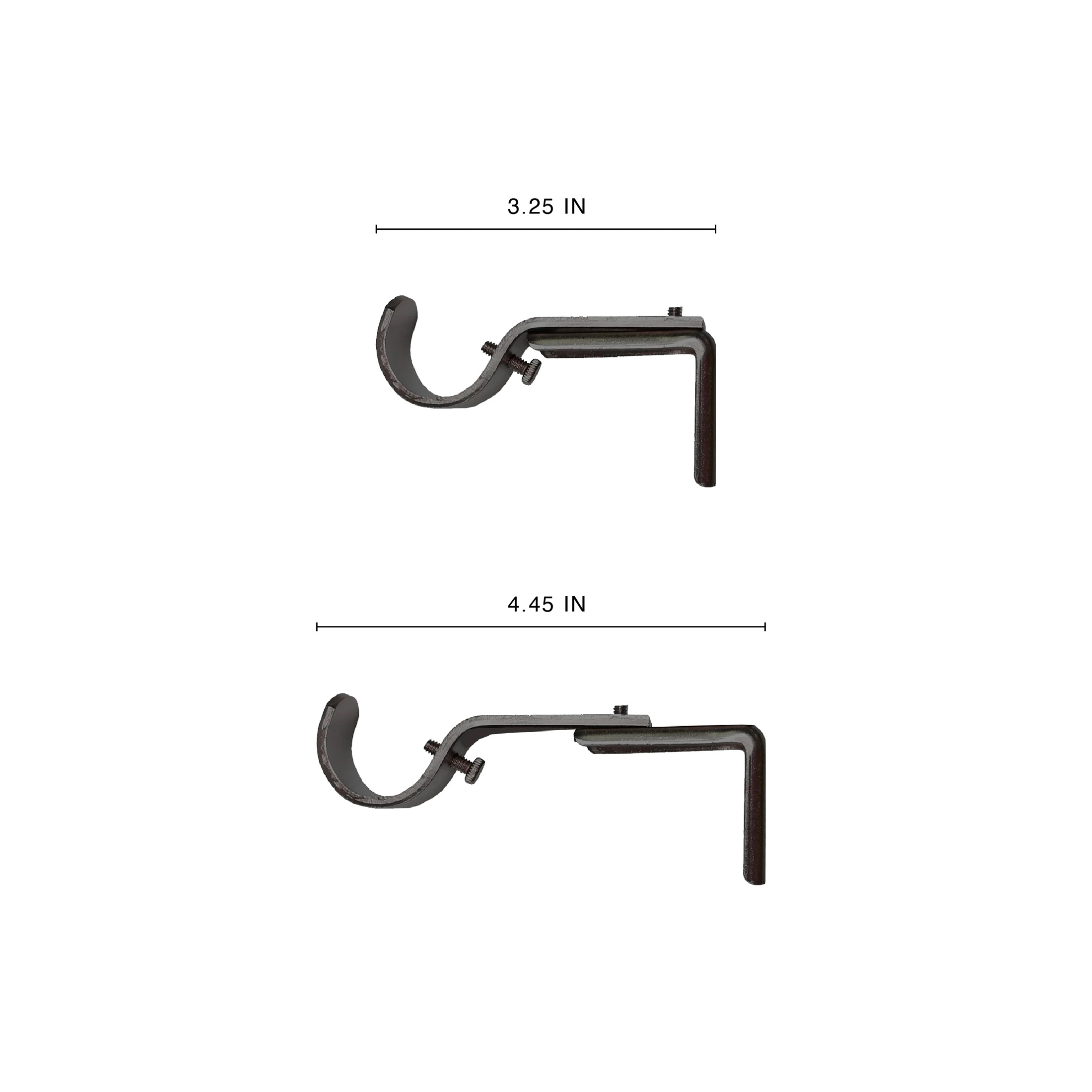 NIHAO Adjustable Curtain Rod Brackets - 2 Pack, Black Iron, Fits 3/4 To 1 Inch Rods, Wall Mount