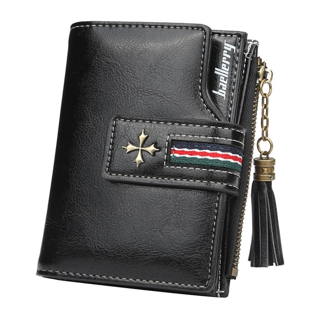 Sonducket Cartera de cuero para mujer, monedero plegable de almacenamiento para cambio, bolsa de viaje para fiestas, compras, tarjetero, regalo Carteras Negro
