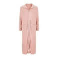 thumbnail image 5 of Kaemgyyd Robe for Women Fall Winter Warm Zipper Bathrobe Ribbed Long Sleeves Full Length Loungewear Sleepwear with Pockets, 5 of 6