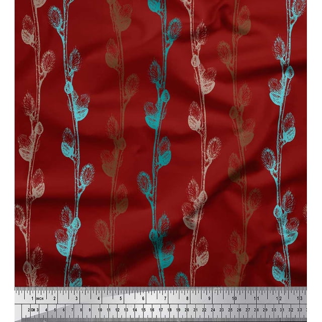 Soimoi Silk Fabric Clover Flower Decor Fabric Printed Yard 42 Inch Wide