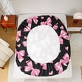 thumbnail image 5 of jejeloiu Cartoon Bowknot Loves Bed Sheets,Pink Kawaii Bow King Sheets For Girl 4pcs, 5 of 7