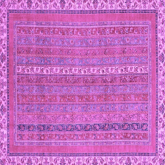 Ahgly Company Indoor Square Abstract Purple Modern Area Rugs, 8' Square