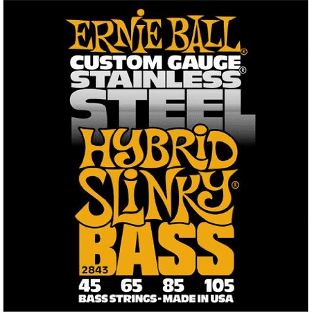 Ernie Ball Hybrid Slinky Stainless Steel Electric Bass Strings - 45-105 (Best Strings For Fretless Bass)