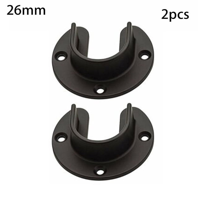 Luckyn 2 Pcs Supports de Tringle de Garde-Robe en Acier Inoxydable Support de Bride de Tringle de Garde-Robe Noir