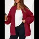 thumbnail image 4 of Sudaderas Oversize con Cremallera para Mujer, Moda de Otoño, Abrigos Casuales de Larga, Conjuntos de Invierno. Rojo L, 4 of 10