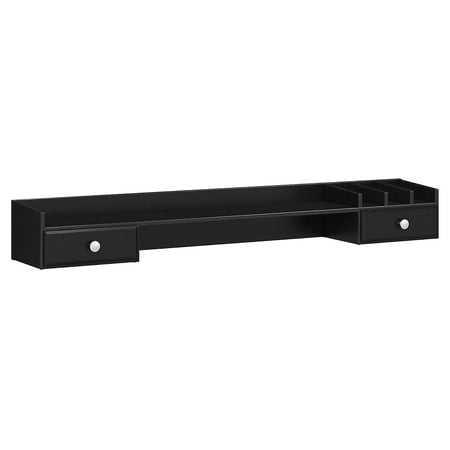 kathy ireland Home by Bush Furniture Connecticut 60W Organizer Black Suede Oak KI40102-03
