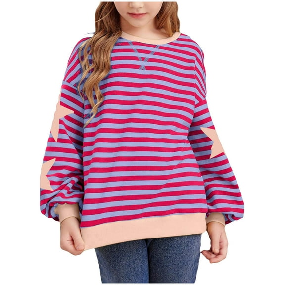 HCNTES Sweatshirts for Teen Girls Trendy Preppy Back To School Baggy Cute Casual Pullover Crewneck Long Sleeve Top(9-10 Years,G201-Purple)