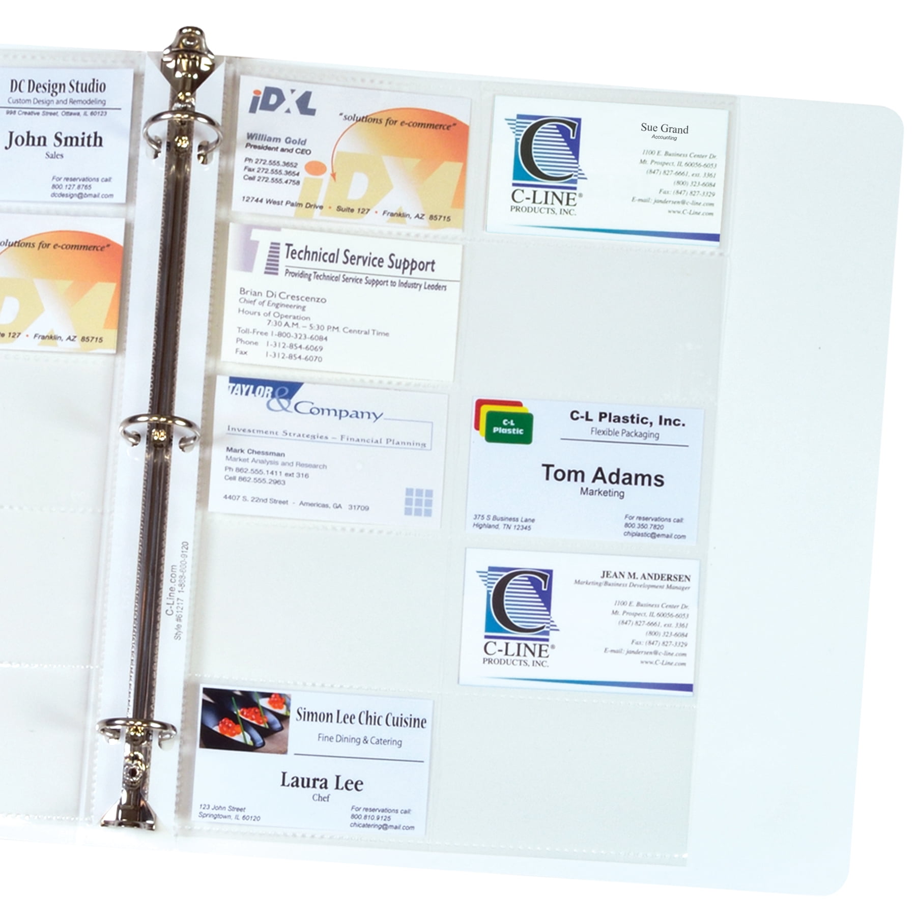 C-Line Business Card Holder, Poly without Tabs, Holds 20 Cards/Page, 11-1/4" x 8-1/8", 10 Per Pack, 10 Packs