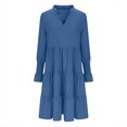 thumbnail image 6 of Cmfcve Women's Party Dresses Tiered Pleated Evening Midi Dress Long Sleeve V-Neck Cute A-Line Dress, 6 of 8