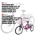 thumbnail image 4 of Patikuin 3-Wheel Electric Tricycle, 24" Wheel, 250W Motor, 7 Speeds, Pink, 4 of 5