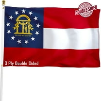 Georgia State Flag 3x5 ft, 3 Ply Polyester Double Sided GA Flag with Vibrant Print/4 Rows Hemming/Brass Grommets