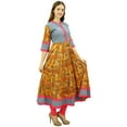 thumbnail image 3 of Bimba Women's Long Printed Cotton Anarkali Kurta Kurti Indian Ethnic Bollywood Dress Clothing, Multicolor, 4, 3 of 5