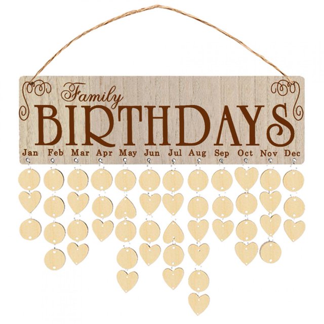 DIY Wooden Calendar Wall Hanging Ornament Innovative Birthday Reminder Board Decoration