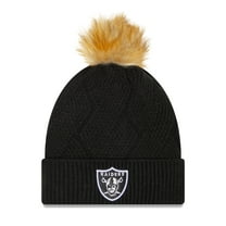Women's New Era Black Las Vegas Raiders Snowy Cuffed Knit Hat with Pom