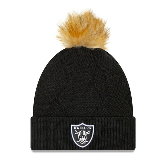 Women's New Era Black Las Vegas Raiders Snowy Cuffed Knit Hat with Pom
