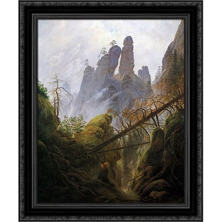 Rocky Ravine 20x24 Black Ornate Wood Framed Canvas Art by Friedrich, Casper David