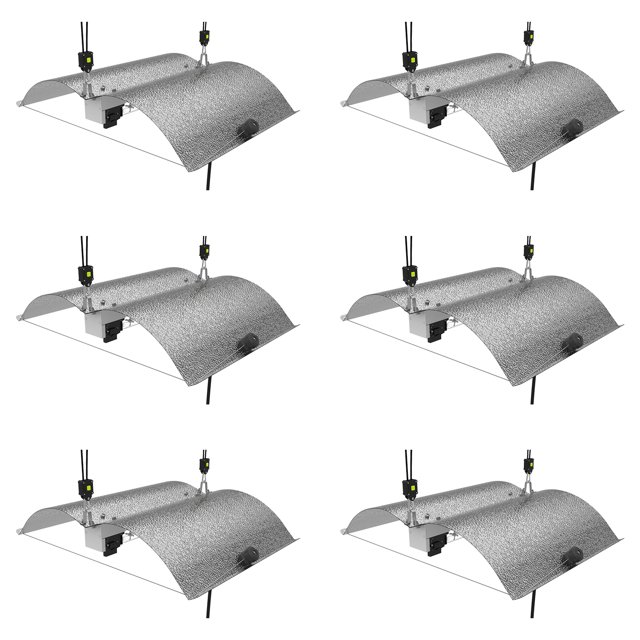 SunStream Réflecteur en Aluminium Véga à Double Extrémité Réglable à Haute Réflectivité pour DE HPS MH Grow Light Kit Moyen Lot de 6