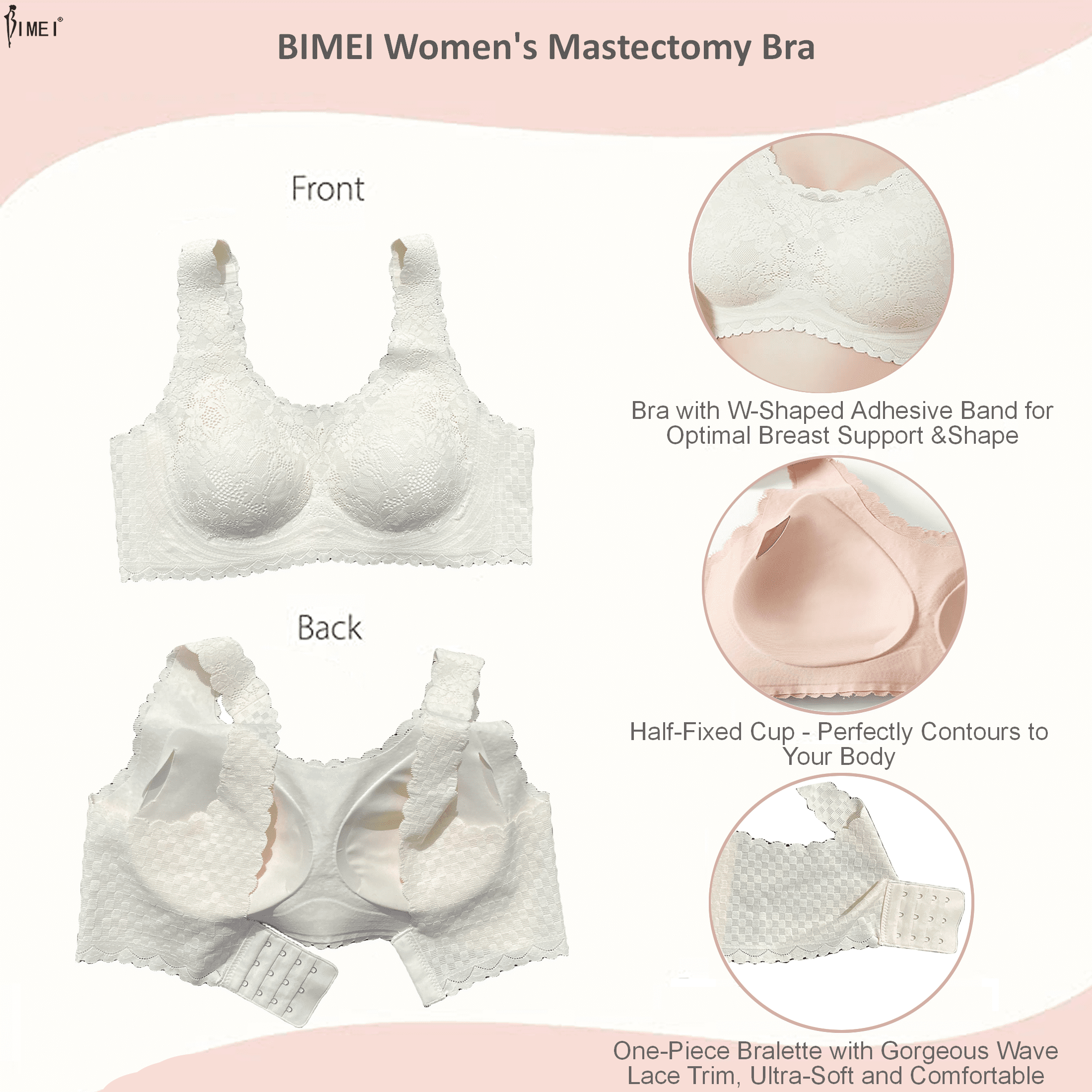BIMEI Lace Bralettes for Women Mastectomy Bra Breast Prosthesis