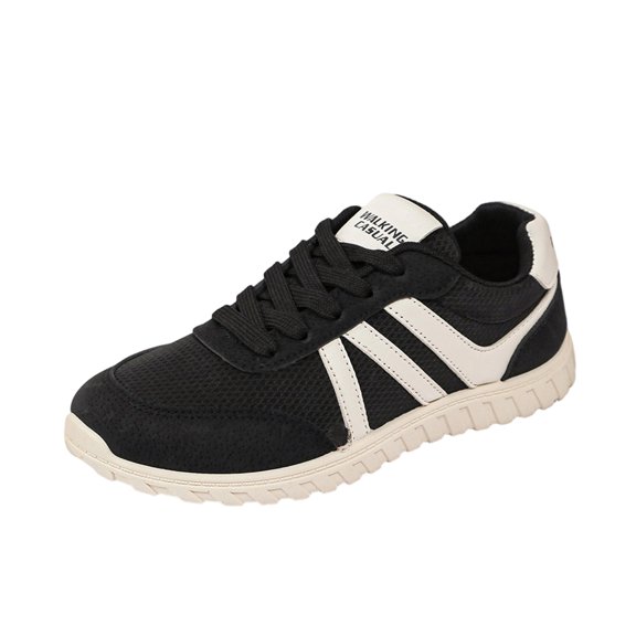 EKVAHL Orthopedic Walking Shoes for Women, Breathable Mesh Tennis Shoes, Wide Toe Box Zero‑Drop Casual Sneakers Black