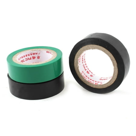 Pvc Electrical Insulating Tape Unique Bargains 3 x Green Black PVC Security Electric Wire Cable Insulating Tape Roll 5M x 15mm ()