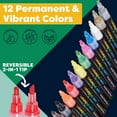thumbnail image 2 of Colorful Art Co. Acrylic Paint Pens, Permanent, Waterproof Pen 12 Pack with Reversible 3-5mm Brush Tips, 2 of 9