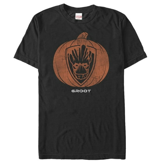 Men's Marvel Guardians of the Galaxy Halloween Groot Pumpkin  Graphic Tee Black Small
