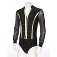 thumbnail image 6 of iiniim Men's Shiny Rhinestone Deep V Neck Latin Tango Dance Shirt Leotard Ballroom Dance Costume A Black XL, 6 of 7