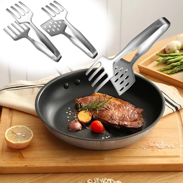 Clip para espátulas de filete de acero inoxidable | Pala multipropósito de doble cara | Empuñadura hueca que drena aceite | Girador de tortitas para barbacoa | Fácil de limpiar duradero | Plata de