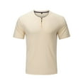 thumbnail image 1 of Camisa Elvqul Hombre Manga Corta Beige Economicas Liso Cuello Redondo, 1 of 9
