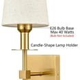 thumbnail image 3 of Moose 2-Light Modern Brass Dimmable Indoor Sconces with Linen Fabric Shades, 2 Count, 3 of 8