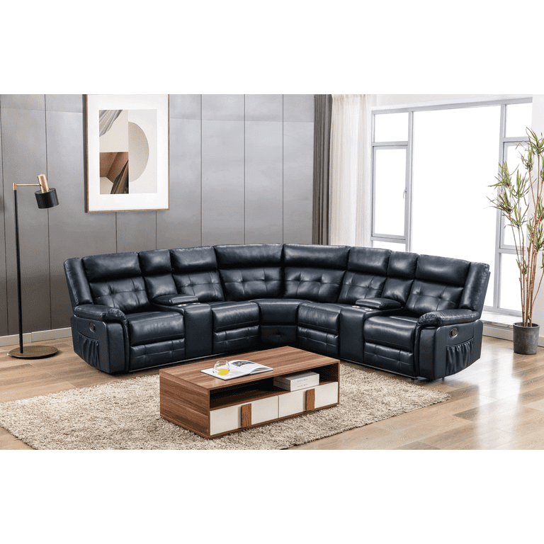 Pu Leather Reclining Sectional Sofa Set
