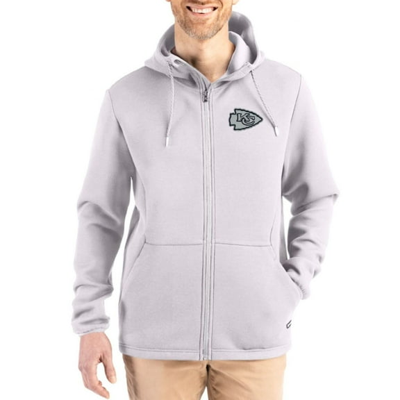 Men's Cutter & Buck Gray Kansas City Chiefs Roam Epic Comfort Recycled Full-Zip Hoodie Jacket