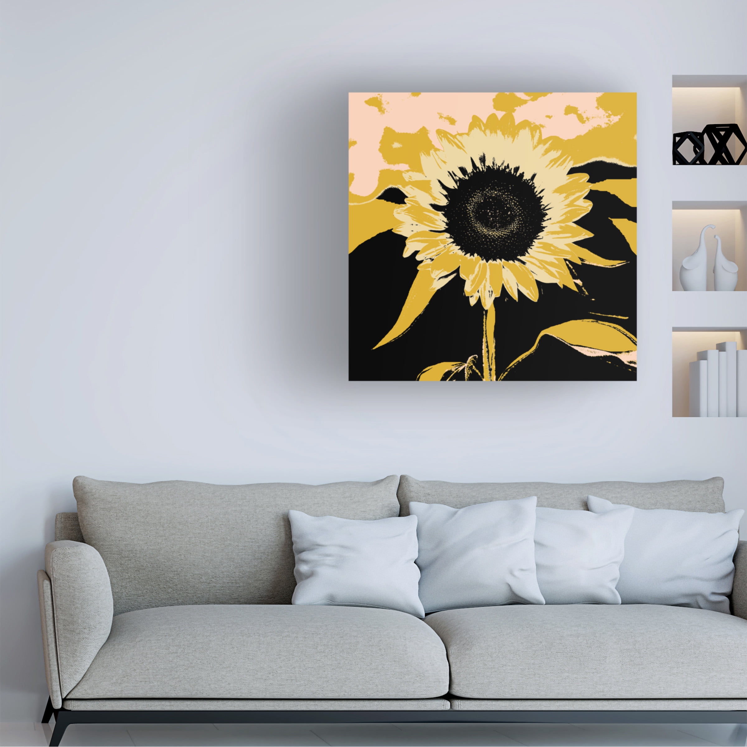 World Art Pop Art Sunflower Canvas Art - Modern Floral Design