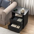 thumbnail image 4 of 2 Drawer Bedroom Nightstand with Open Shelves, Black Bedside Table, 4 of 10