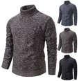 thumbnail image 1 of LOVZFMLL Sweaters for Men, Classic Solid Color Acrylic Turtleneck Ribbed Pullover, Casual Basic Stretchy Layering Shirt, Fall Clothes, Warm Winter Tops, 1 of 7