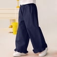 thumbnail image 4 of hengsof Girls Spring Summer Solid Elastic Waist Casual Pants Cute Ruffle Hem Cotton Loose Comfortable Long Pants for 2-14 Years Kids, 4 of 7