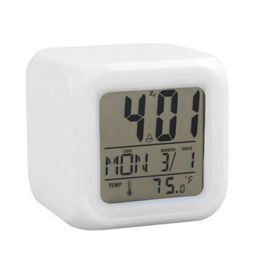 7 LED Color Changing Digital LCD Thermometer Calendar Alarm Clock Date Multi-use 