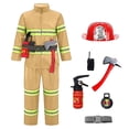 thumbnail image 2 of Firefighter Cost-ume for Kids with Tool, Halloween Fireman Outfit Toys for Boys and Girls Birthday Party Dress Up 8PCS, 2 of 8